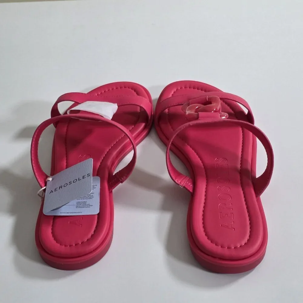 Aerosoles Geraldine Sandals Women US 10M Hot Pink Faux Leather Boho Beach Resort - Picture 8 of 16